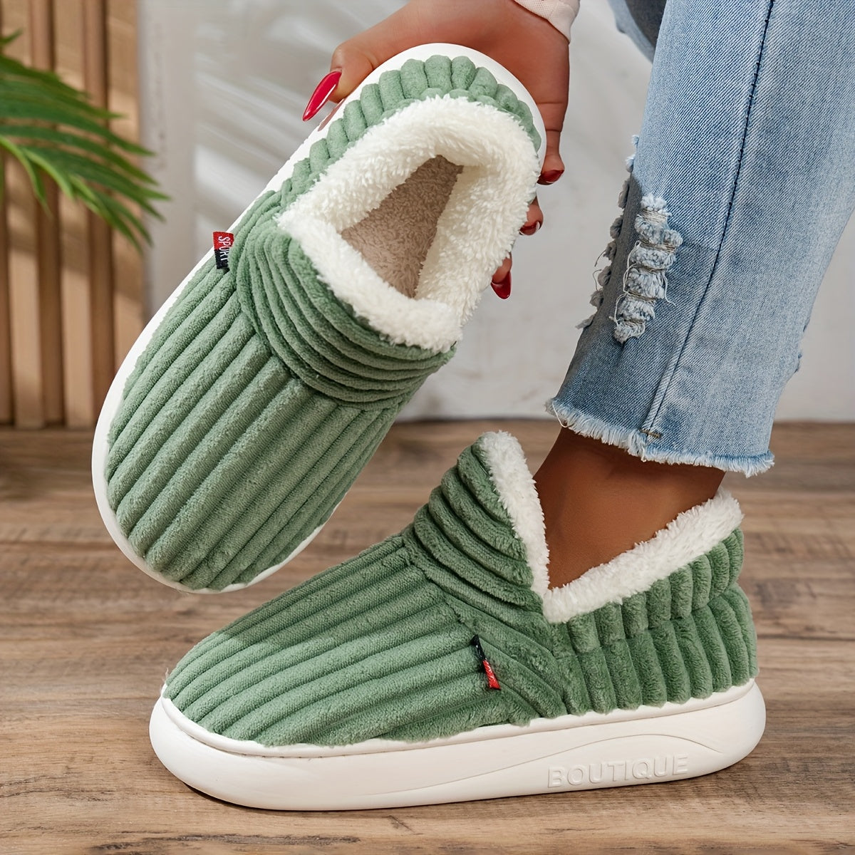 Maureen | Cozy Plush-Lined Corduroy Slippers