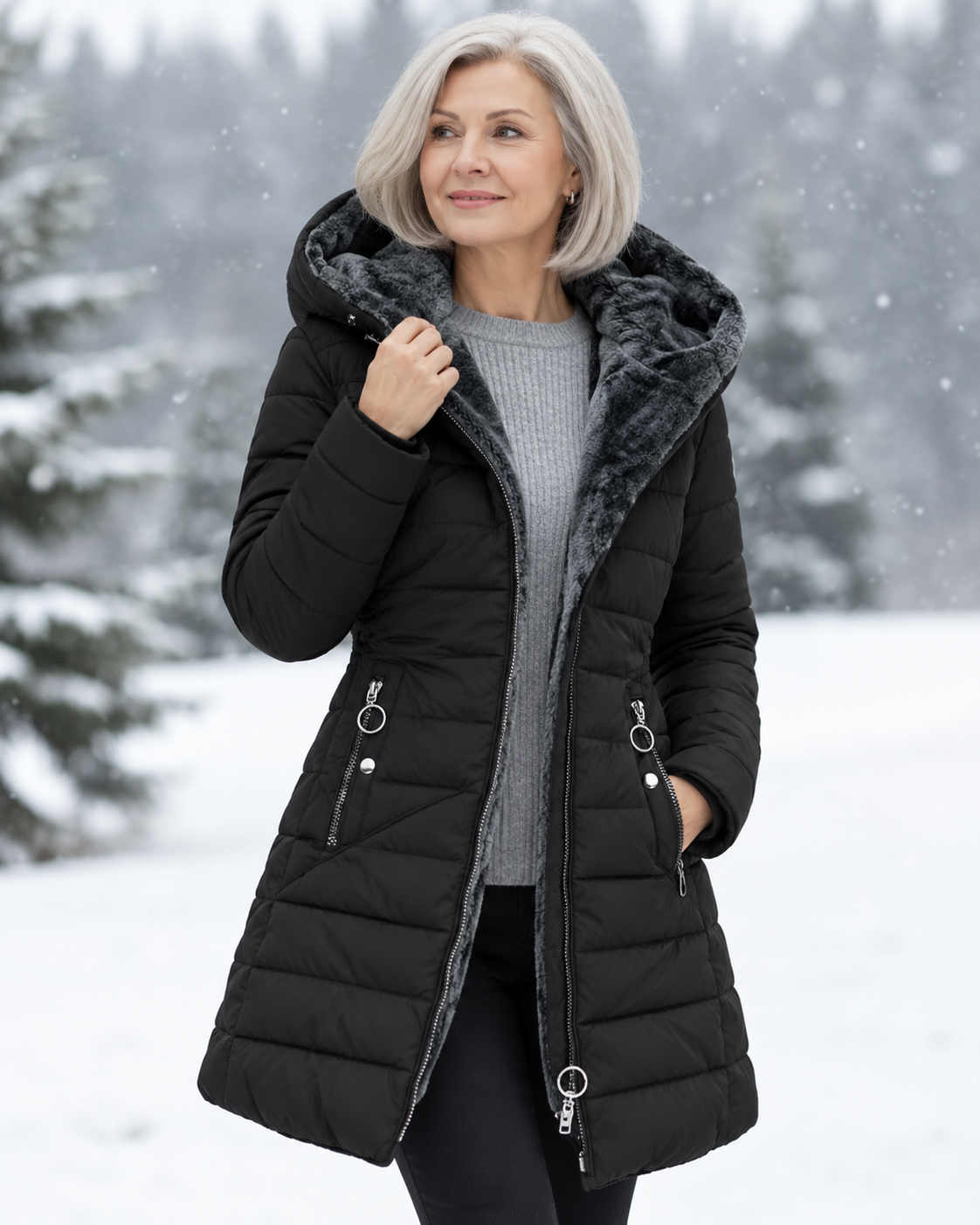 Lucette | Fleece-Lined Quilted A-Line Coat
