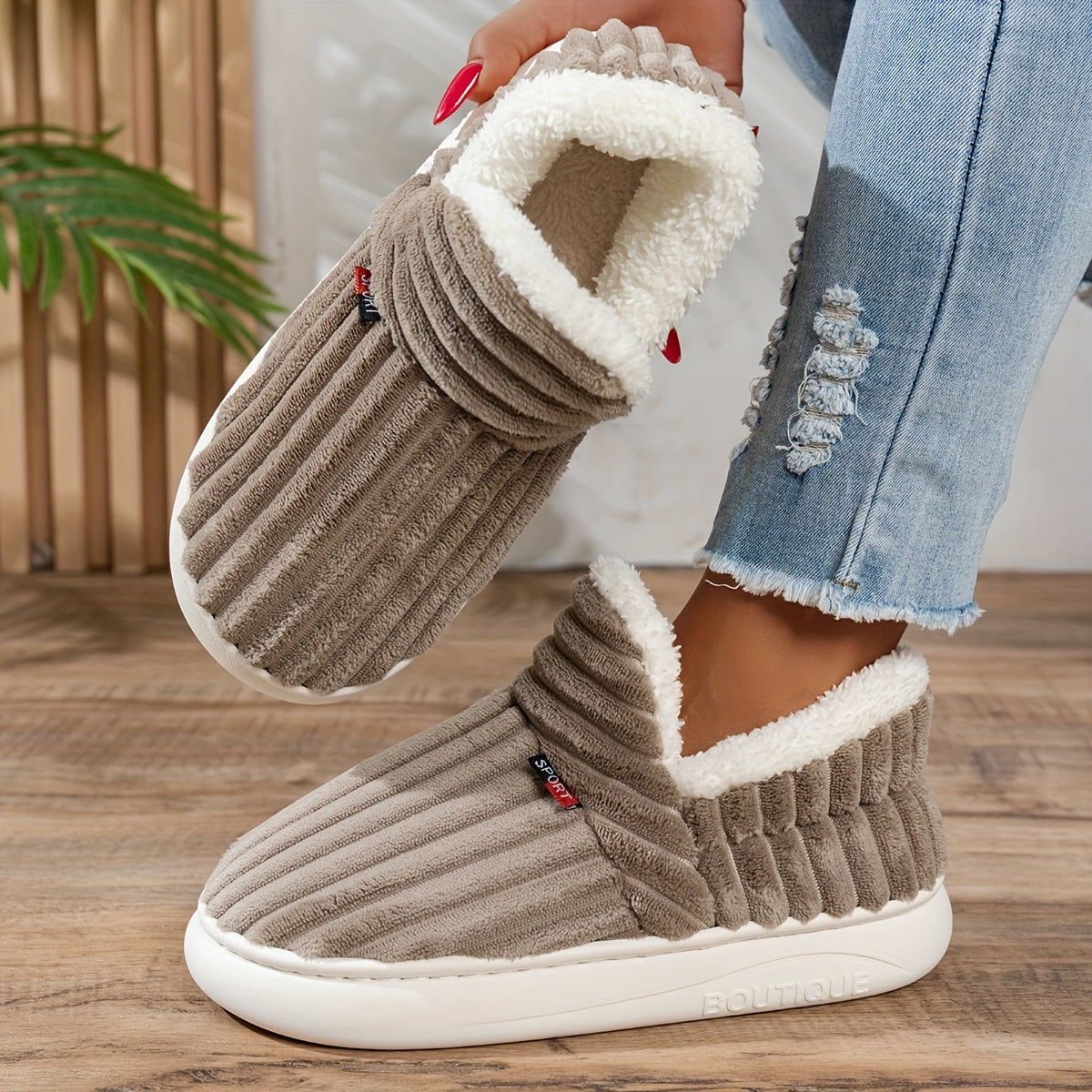 Maureen | Cozy Plush-Lined Corduroy Slippers