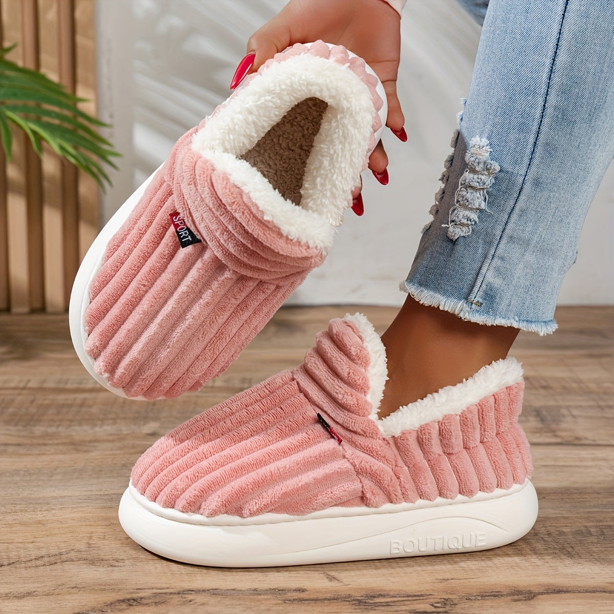 Maureen | Cozy Plush-Lined Corduroy Slippers