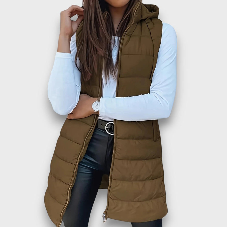 Kaira | Long Quilted Hooded Vest