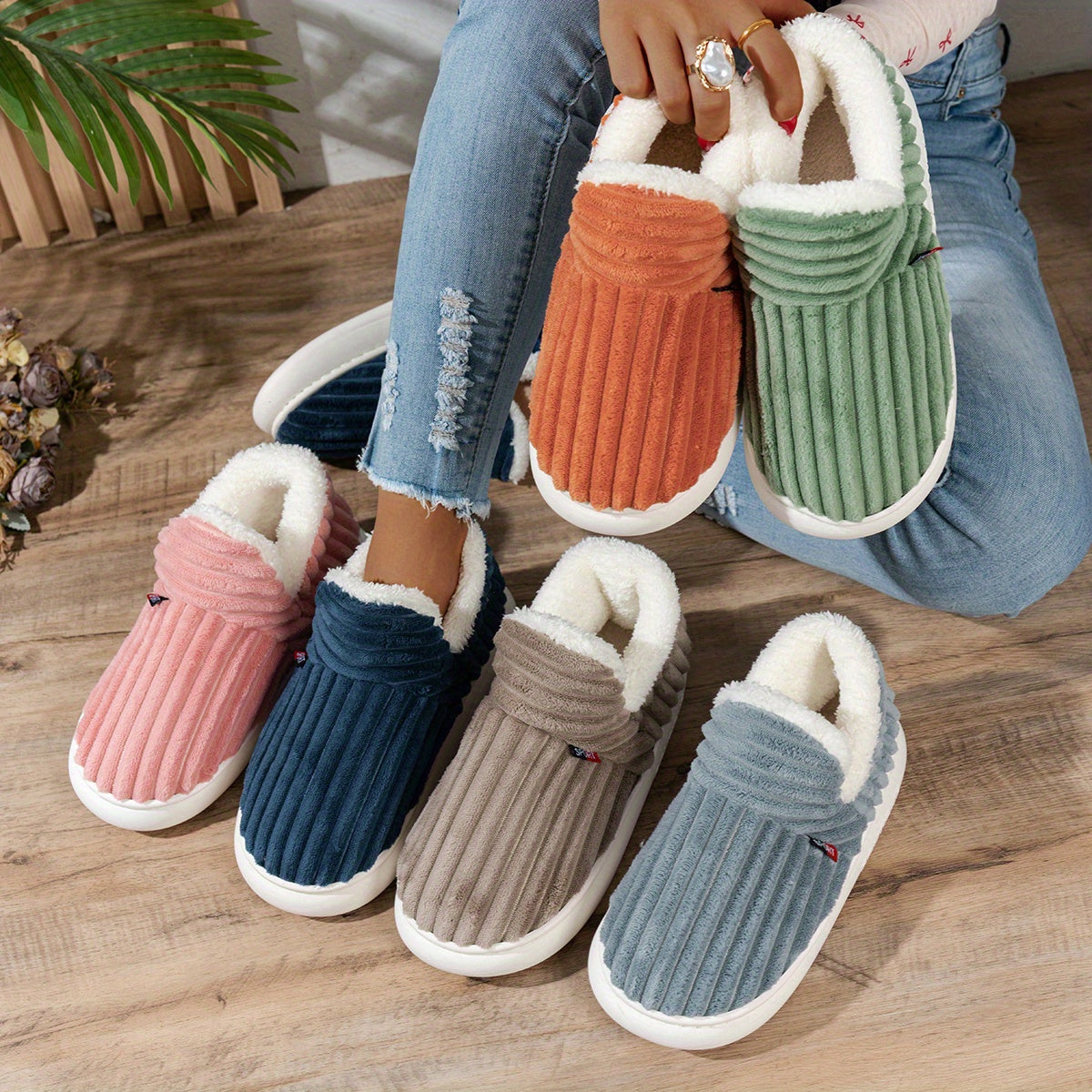 Maureen | Cozy Plush-Lined Corduroy Slippers