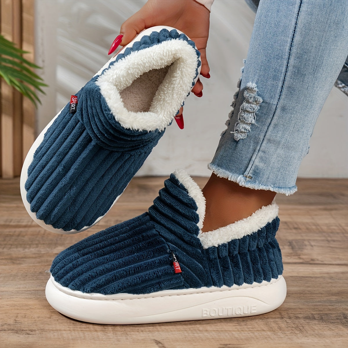Maureen | Cozy Plush-Lined Corduroy Slippers