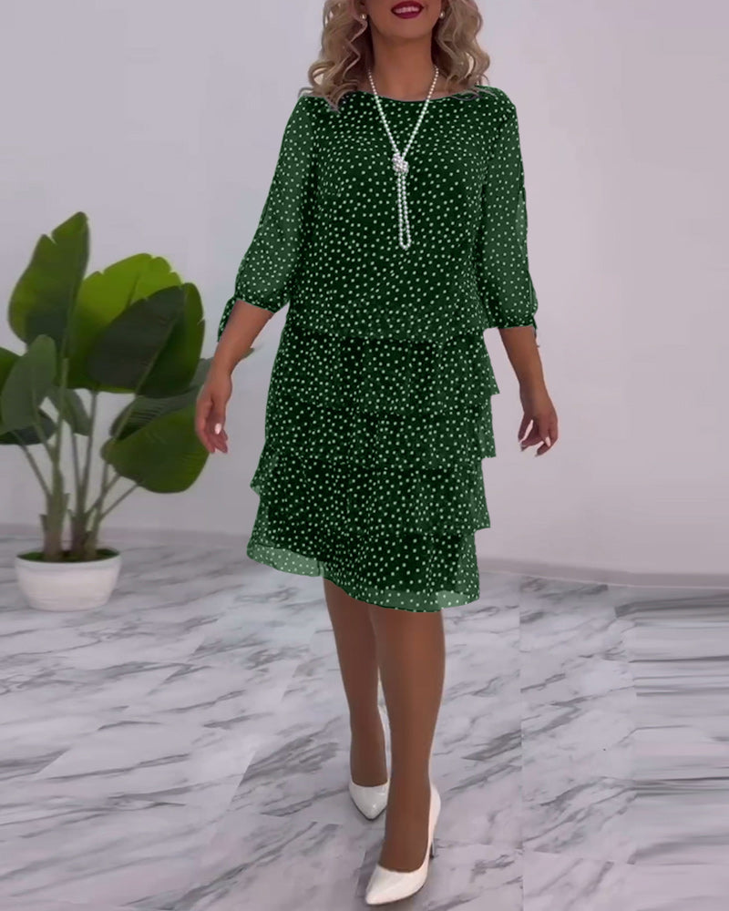 Blanche | Polka Tiered Dress With Tie-Slit Sleeves