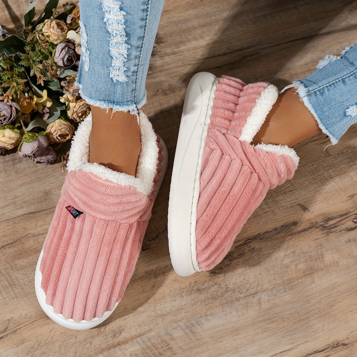 Maureen | Cozy Plush-Lined Corduroy Slippers