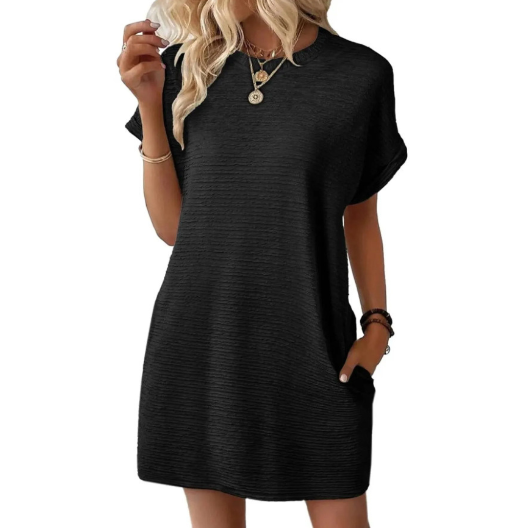 EVASHA™ – Casual Minimalist Round Neck Summer Dress