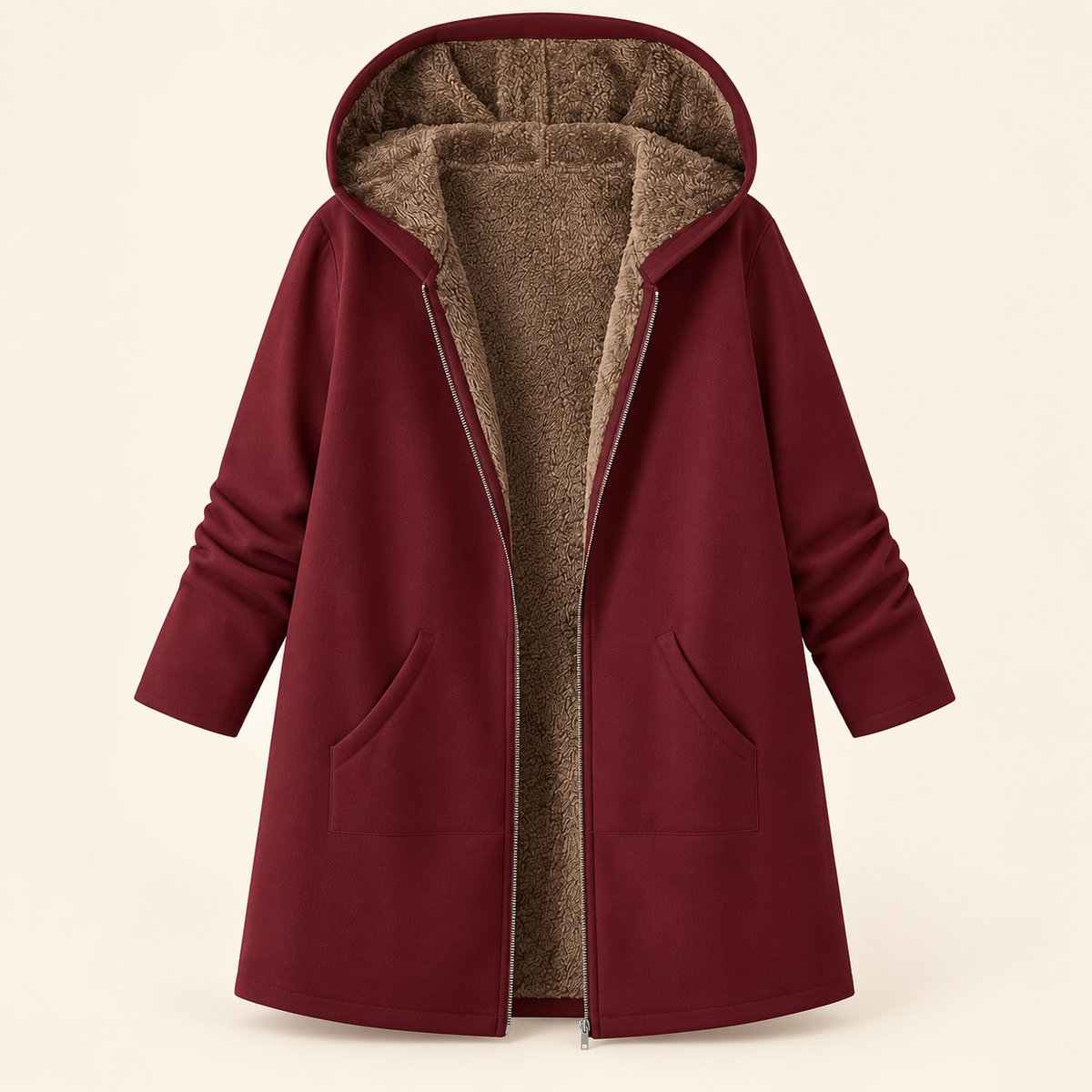 Evelyn™ | Cozy Sherpa-Lined Hooded Coat