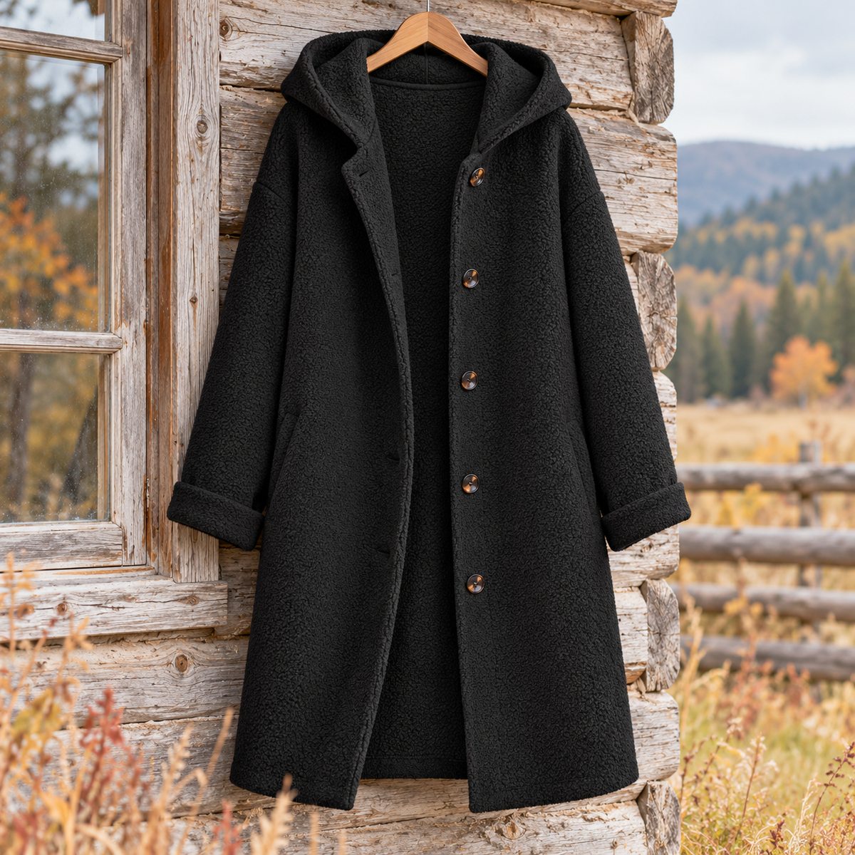 Eleanor | Cozy Longline Hooded Fleece Coat