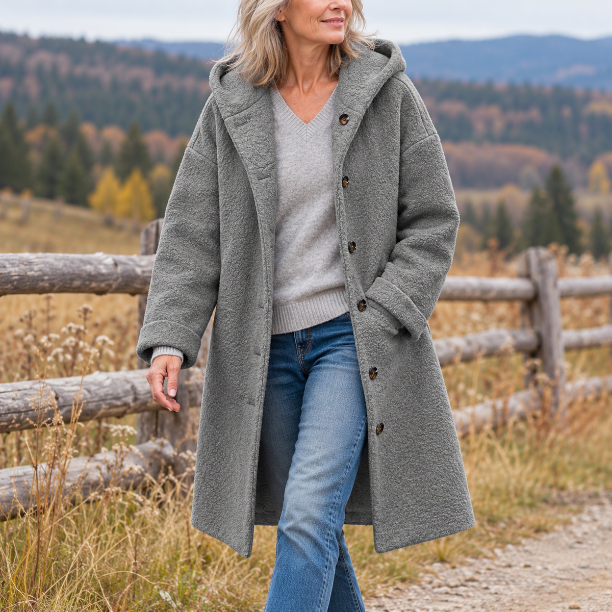 Eleanor | Cozy Longline Hooded Fleece Coat