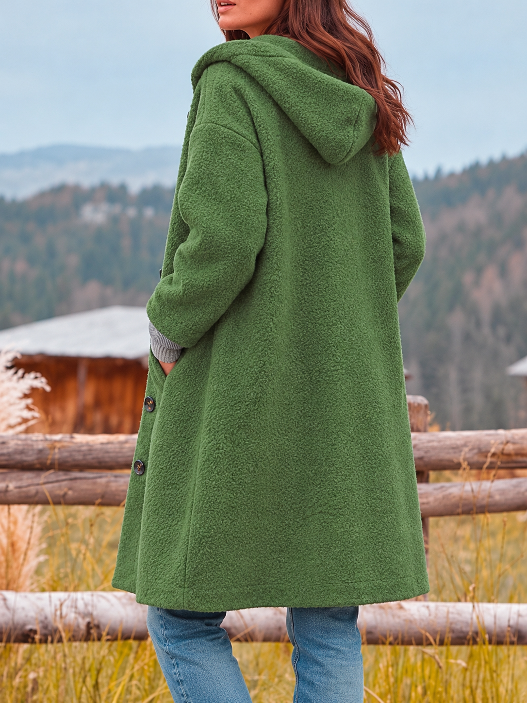 Eleanor | Cozy Longline Hooded Fleece Coat