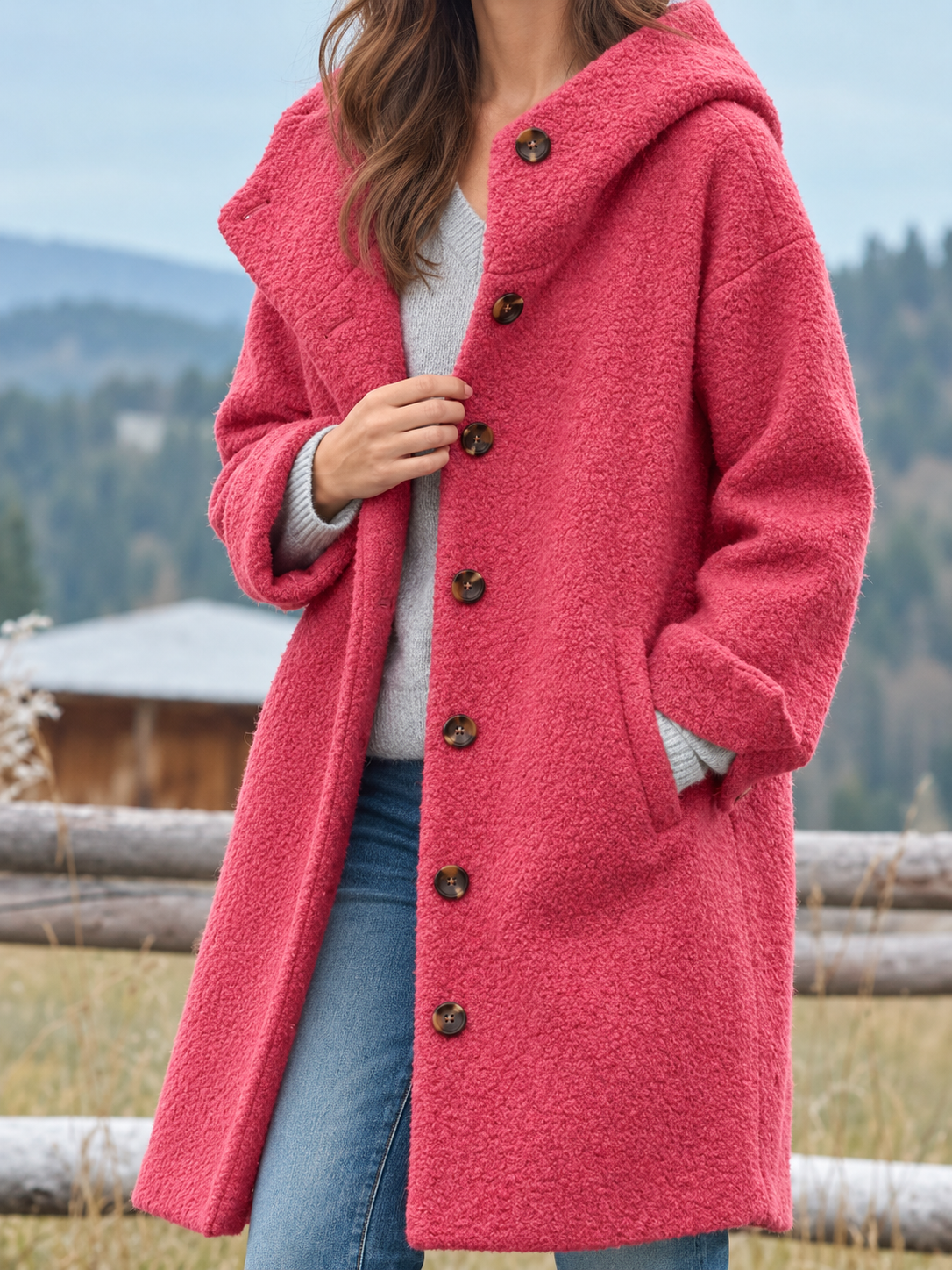 Eleanor | Cozy Longline Hooded Fleece Coat