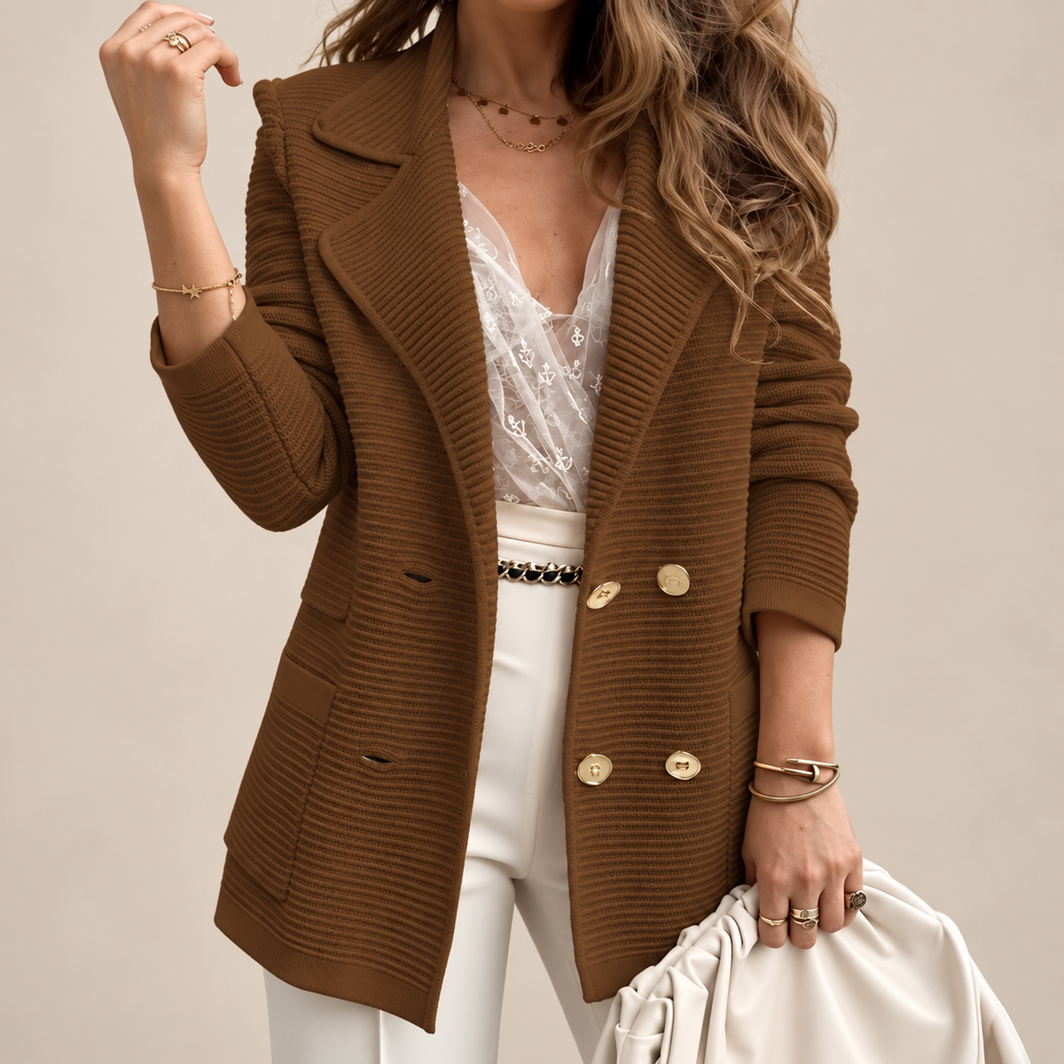 Maya | Women’s Double-Breasted Knit Blazer