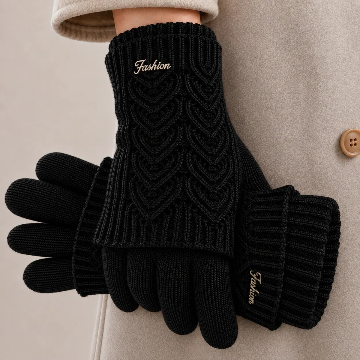 Edith | Warm Cable-Knit Gloves