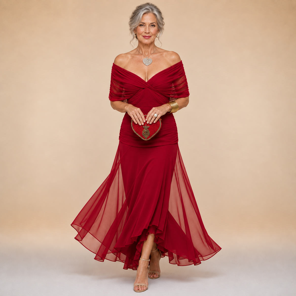 Emma | Draped V-Neck Evening Maxi Dress