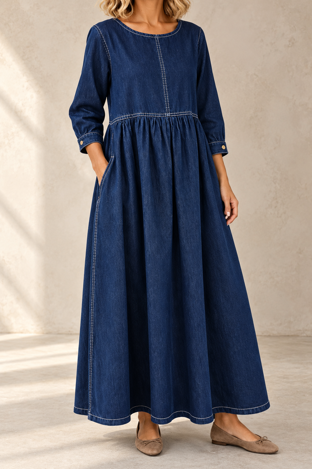 Zephyrelle - Vintage Denim Maxi Dress