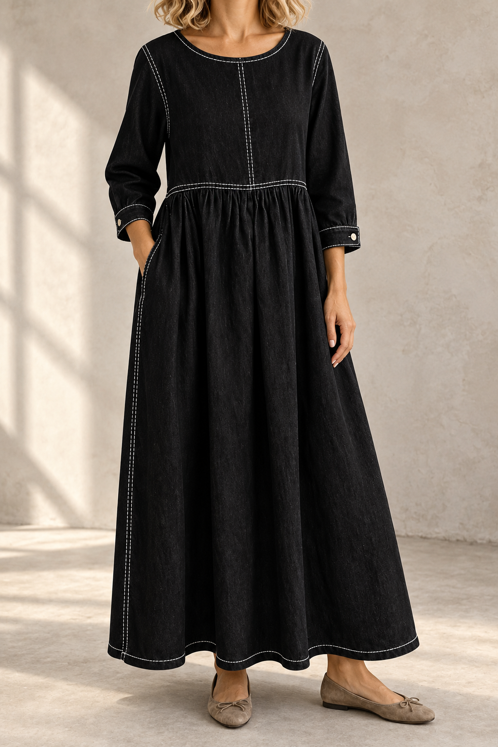 Zephyrelle - Vintage Denim Maxi Dress