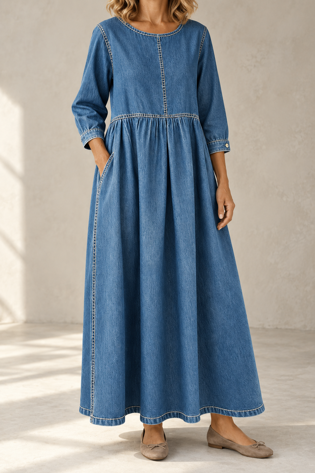 Zephyrelle - Vintage Denim Maxi Dress