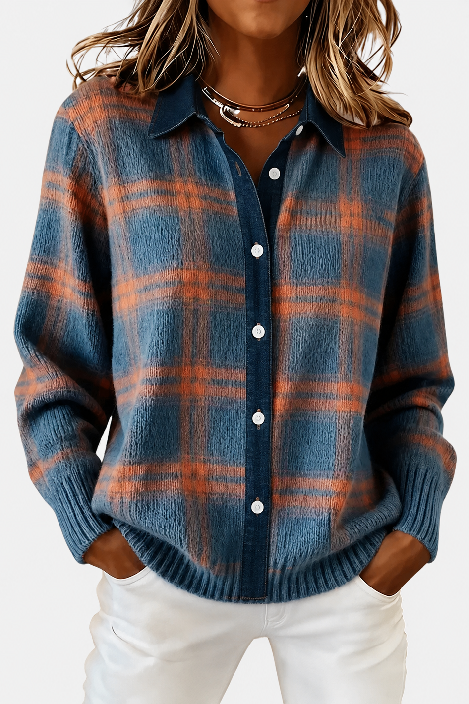 Lumi | Elegant Plaid Cardigan