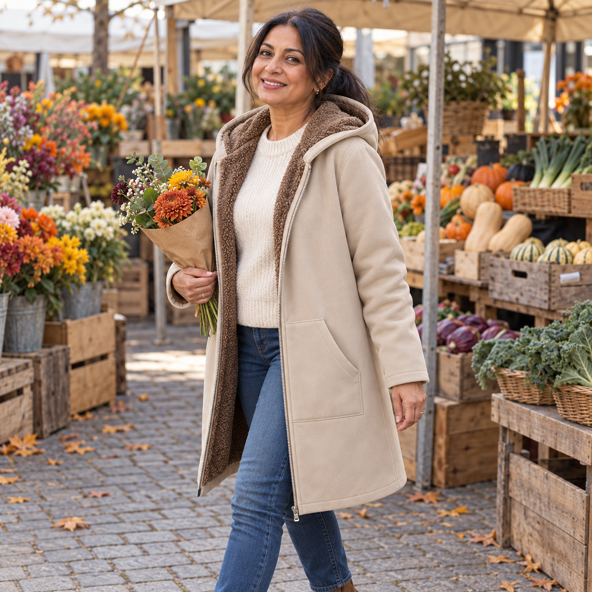 Evelyn™ | Cozy Sherpa-Lined Hooded Coat