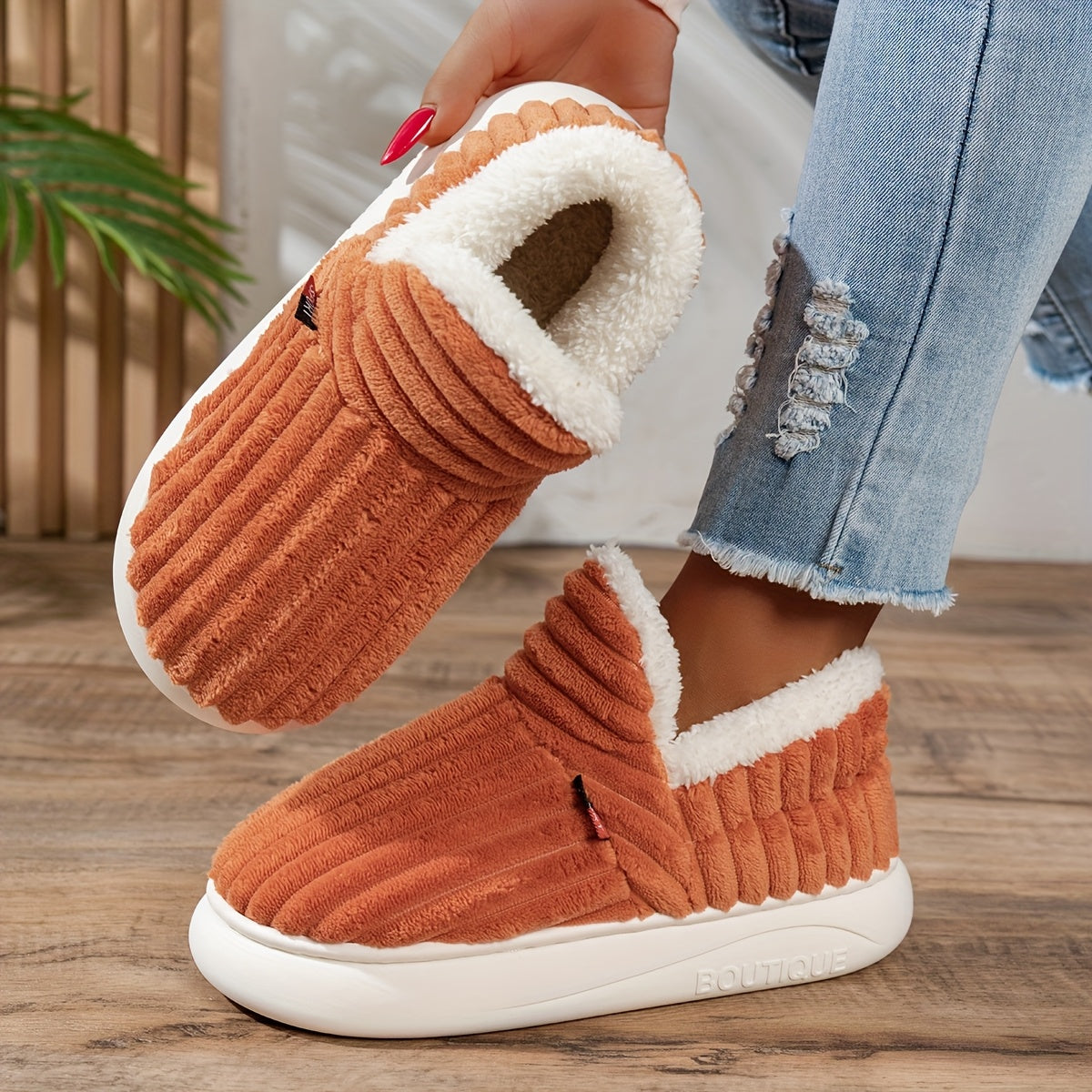 Maureen | Cozy Plush-Lined Corduroy Slippers
