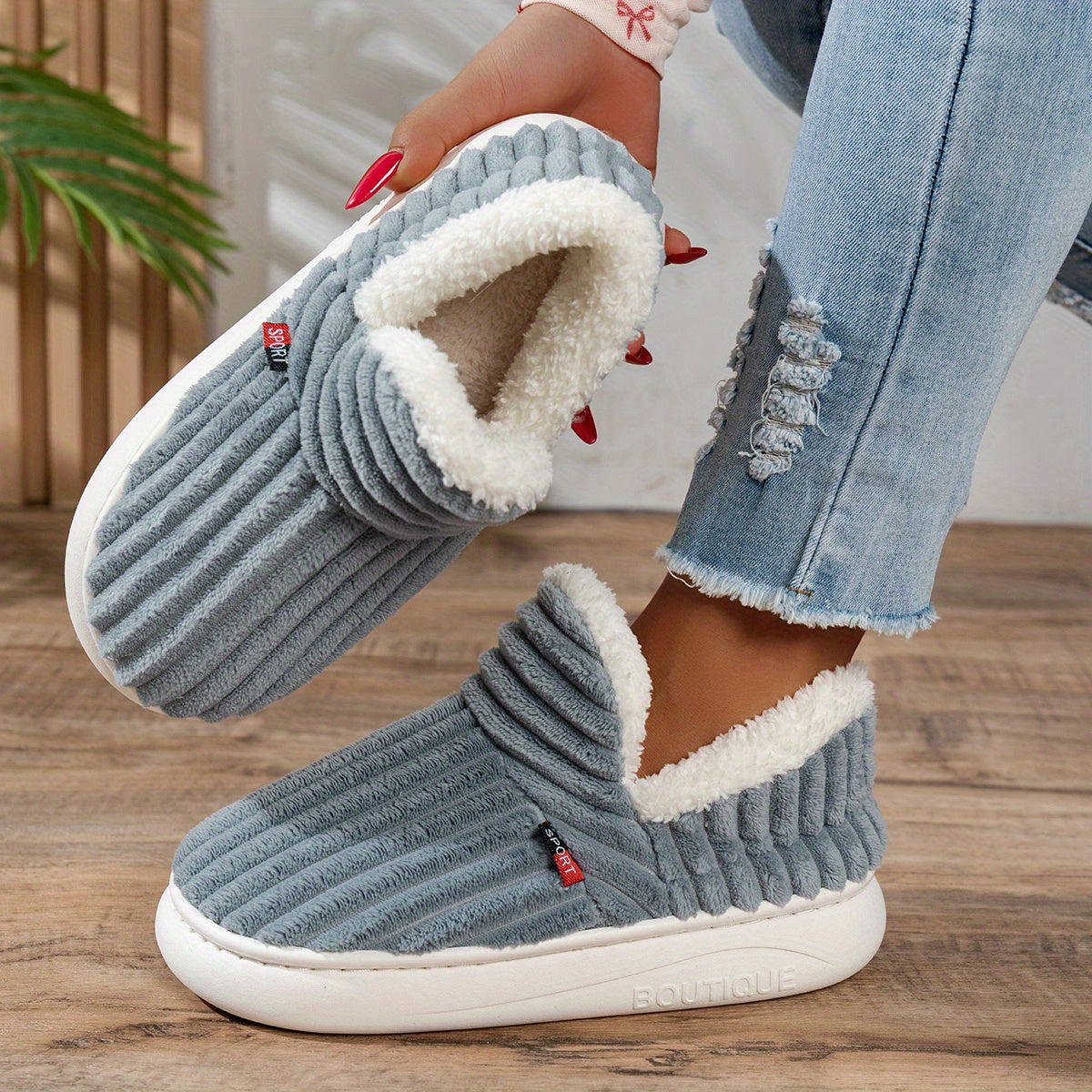 Maureen | Cozy Plush-Lined Corduroy Slippers