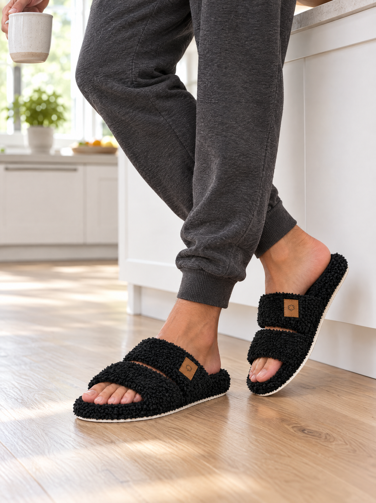 Nola | Two-Strap Teddy Slide Slippers