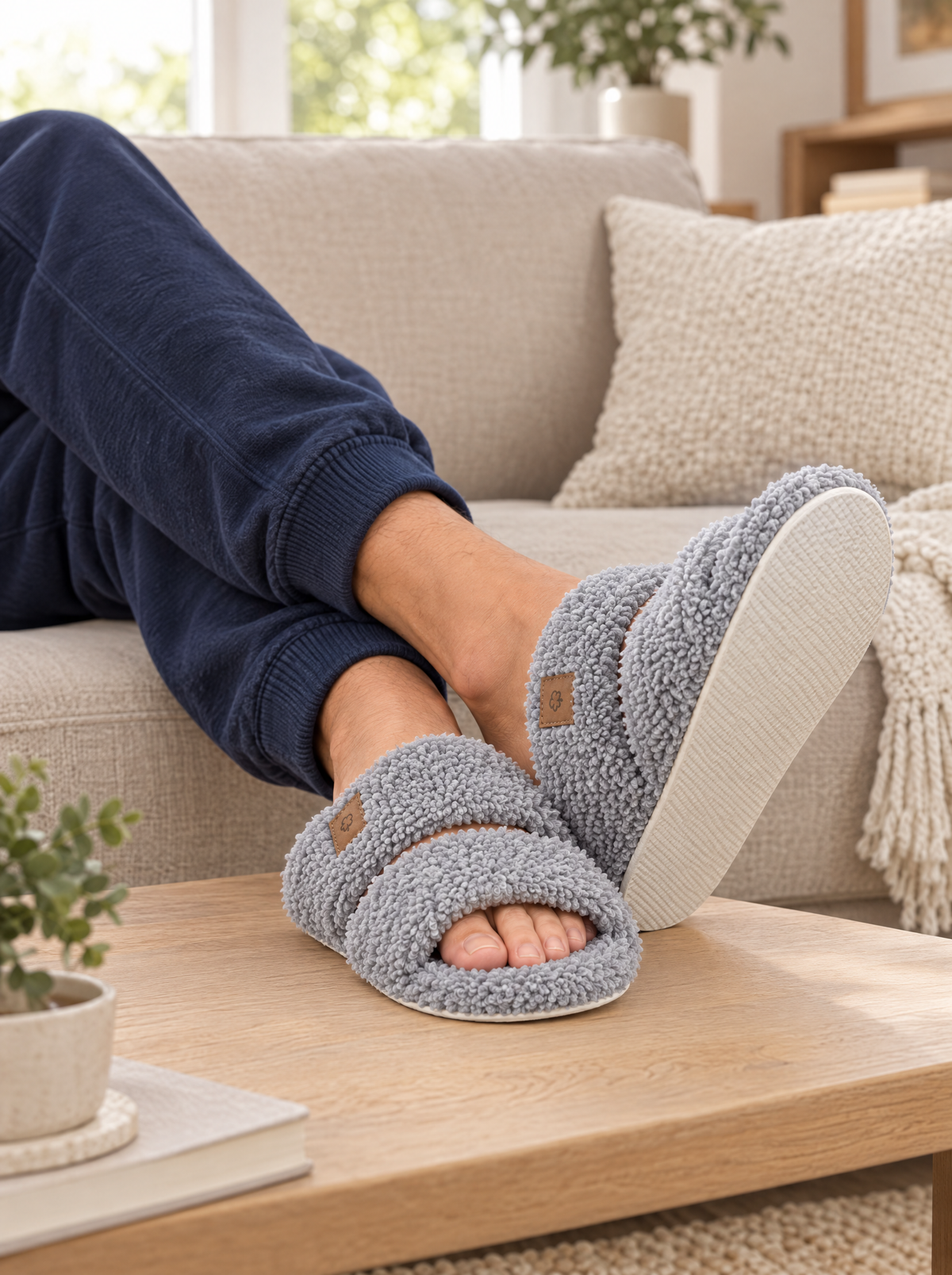 Nola | Two-Strap Teddy Slide Slippers
