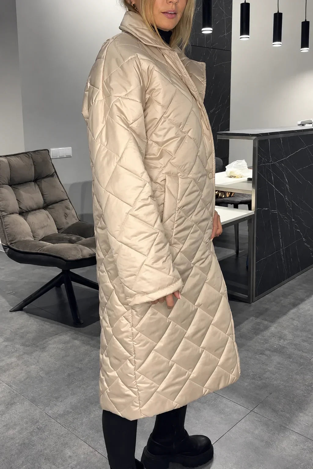 Andrée | Quilted Coat with Leopard Lining
