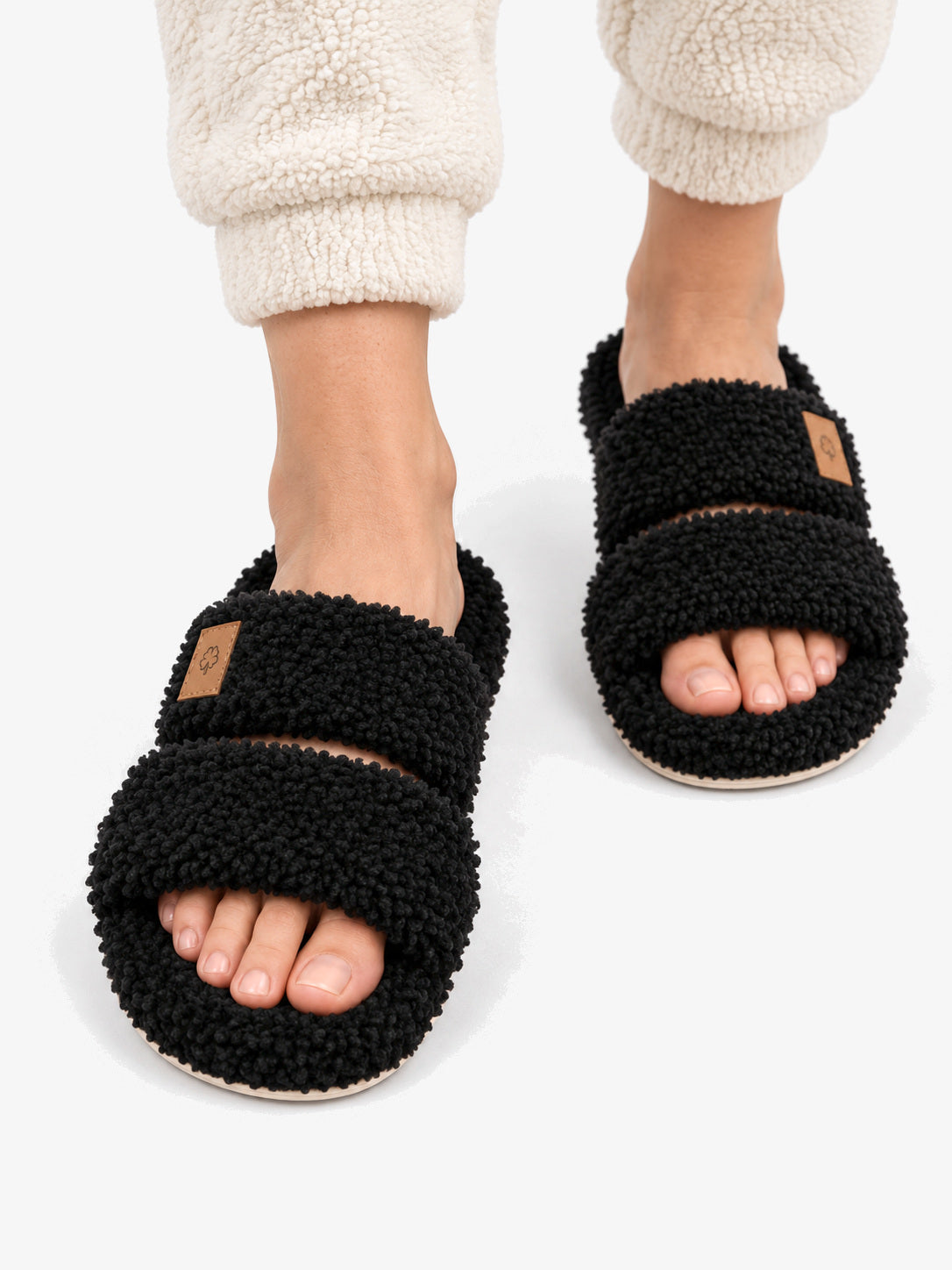 Nola | Two-Strap Teddy Slide Slippers