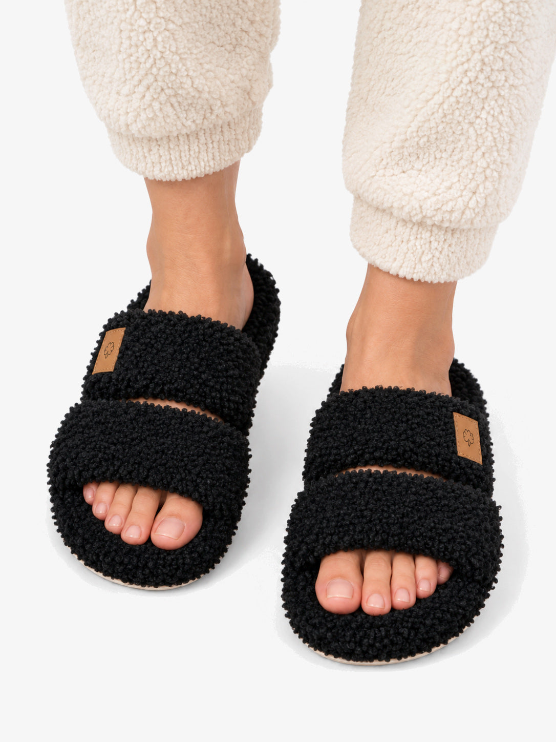 Nola | Two-Strap Teddy Slide Slippers