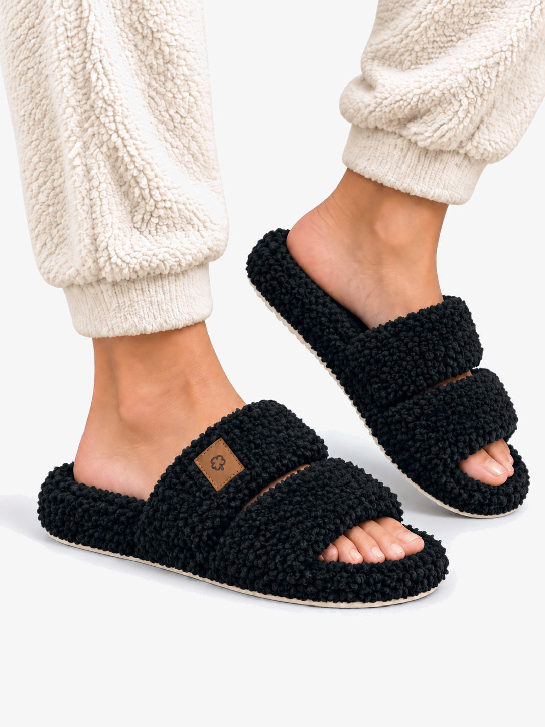 Nola | Two-Strap Teddy Slide Slippers