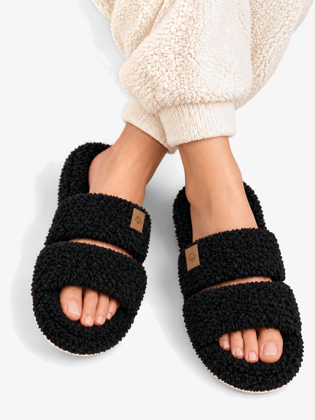 Nola | Two-Strap Teddy Slide Slippers