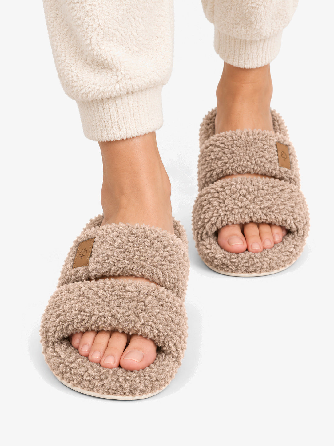 Nola | Two-Strap Teddy Slide Slippers