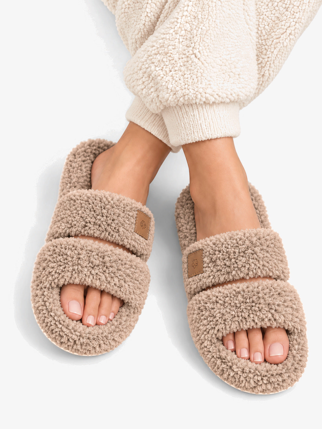 Nola | Two-Strap Teddy Slide Slippers