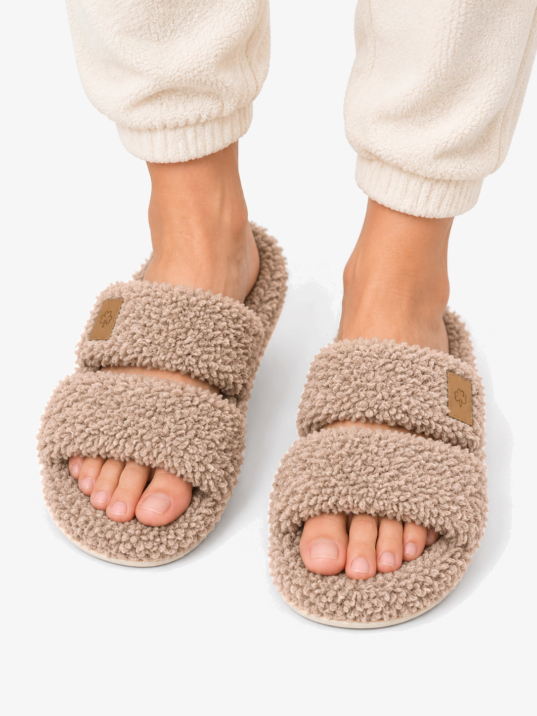 Nola | Two-Strap Teddy Slide Slippers