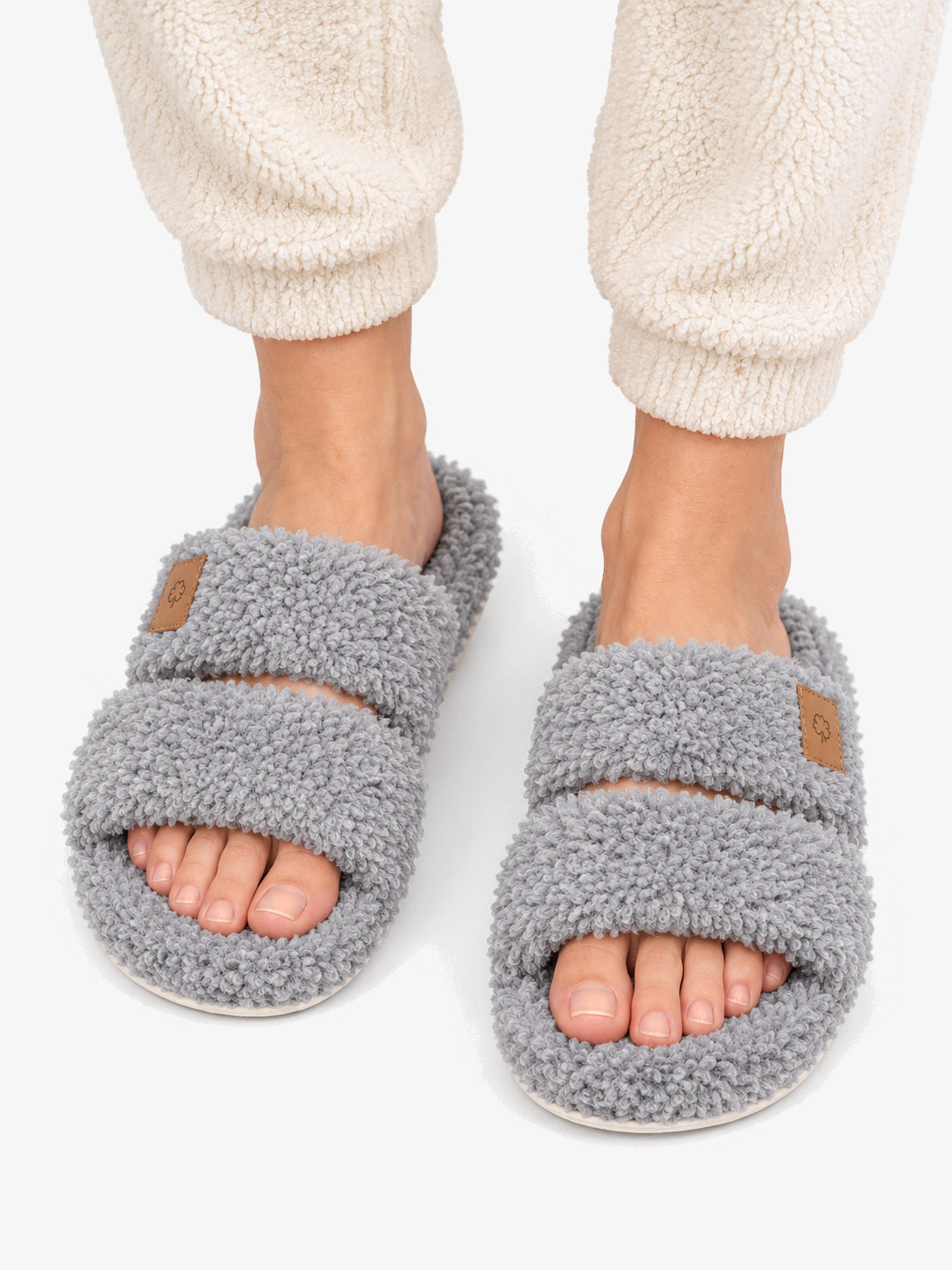 Nola | Two-Strap Teddy Slide Slippers