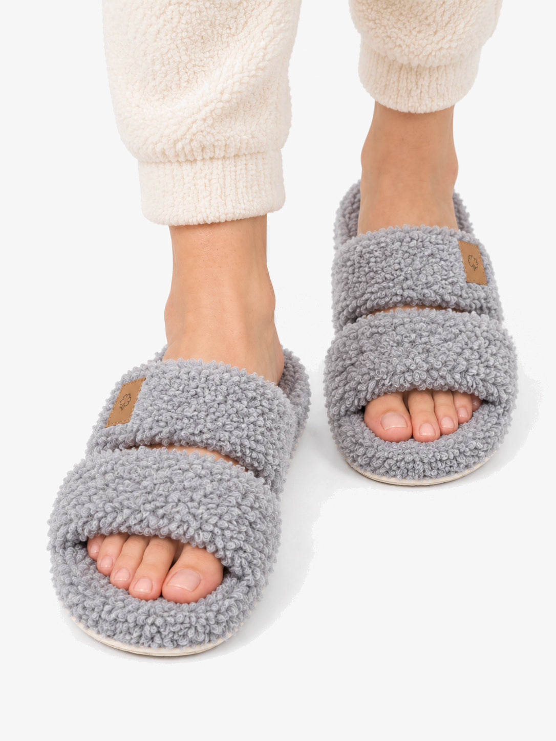 Nola | Two-Strap Teddy Slide Slippers