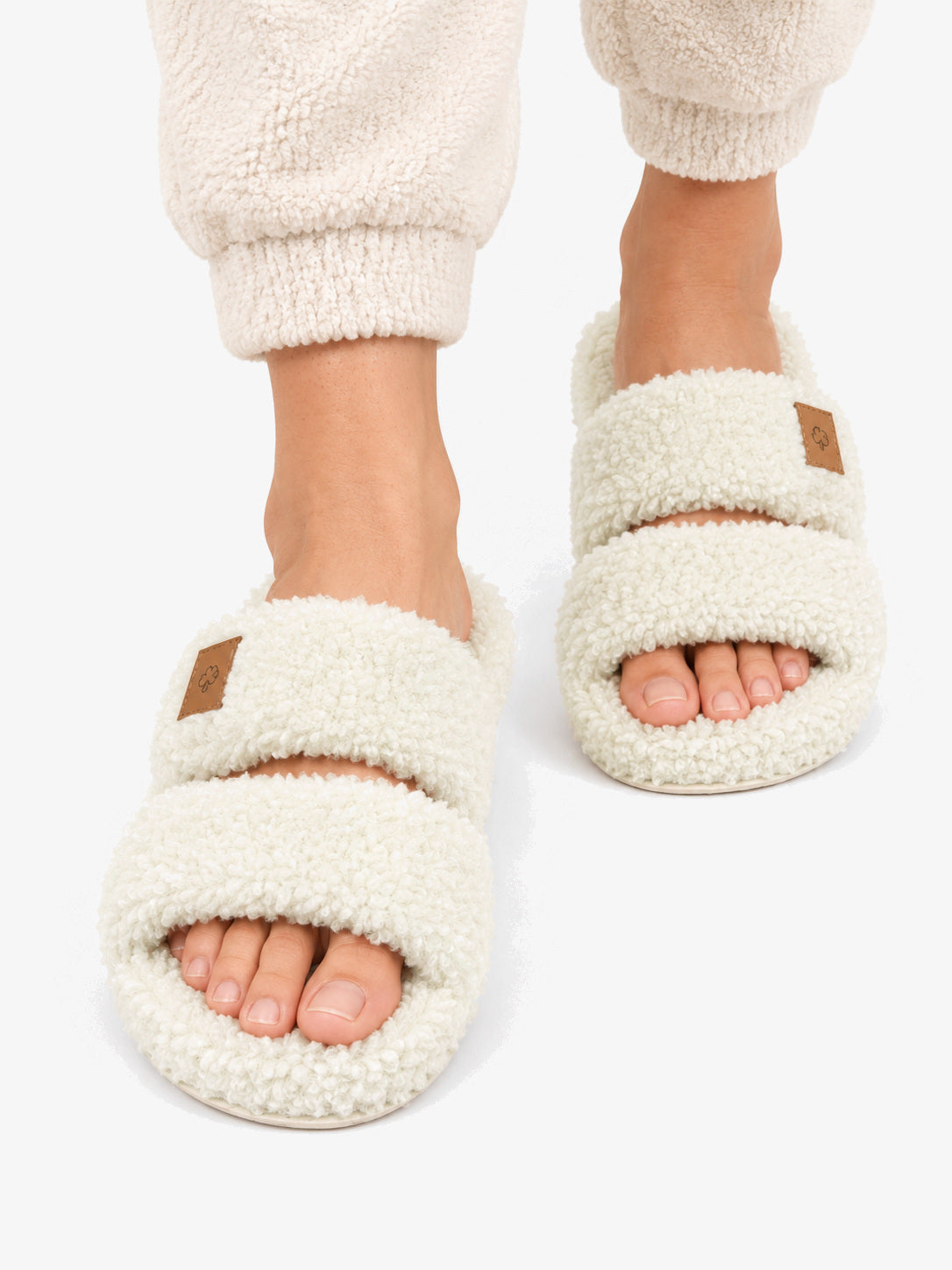 Nola | Two-Strap Teddy Slide Slippers