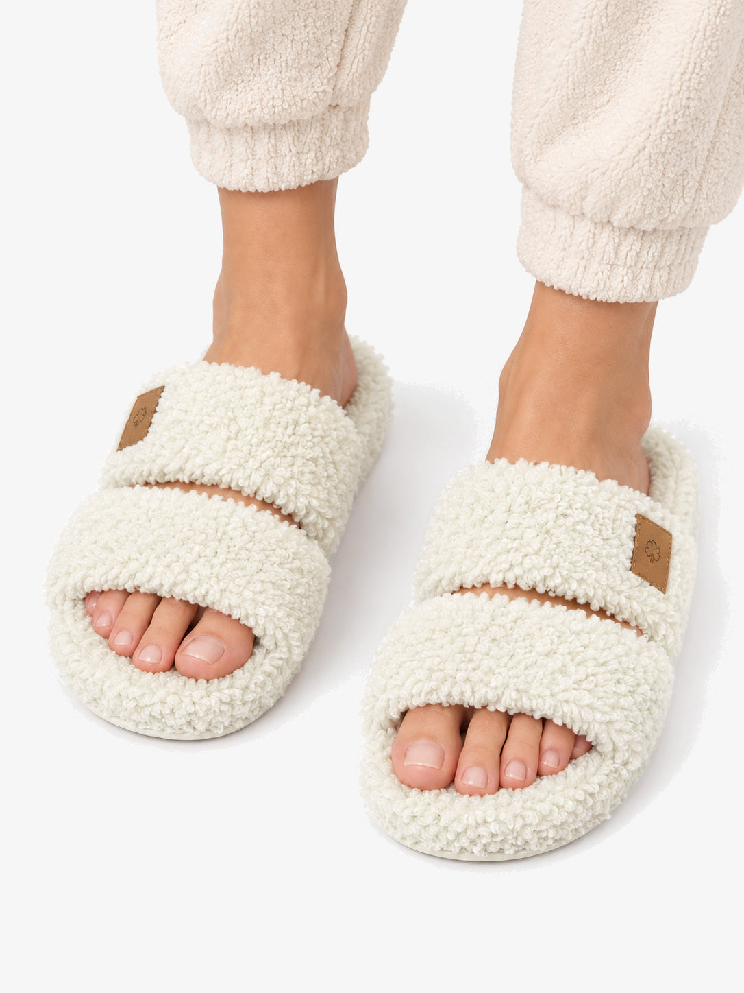 Nola | Two-Strap Teddy Slide Slippers