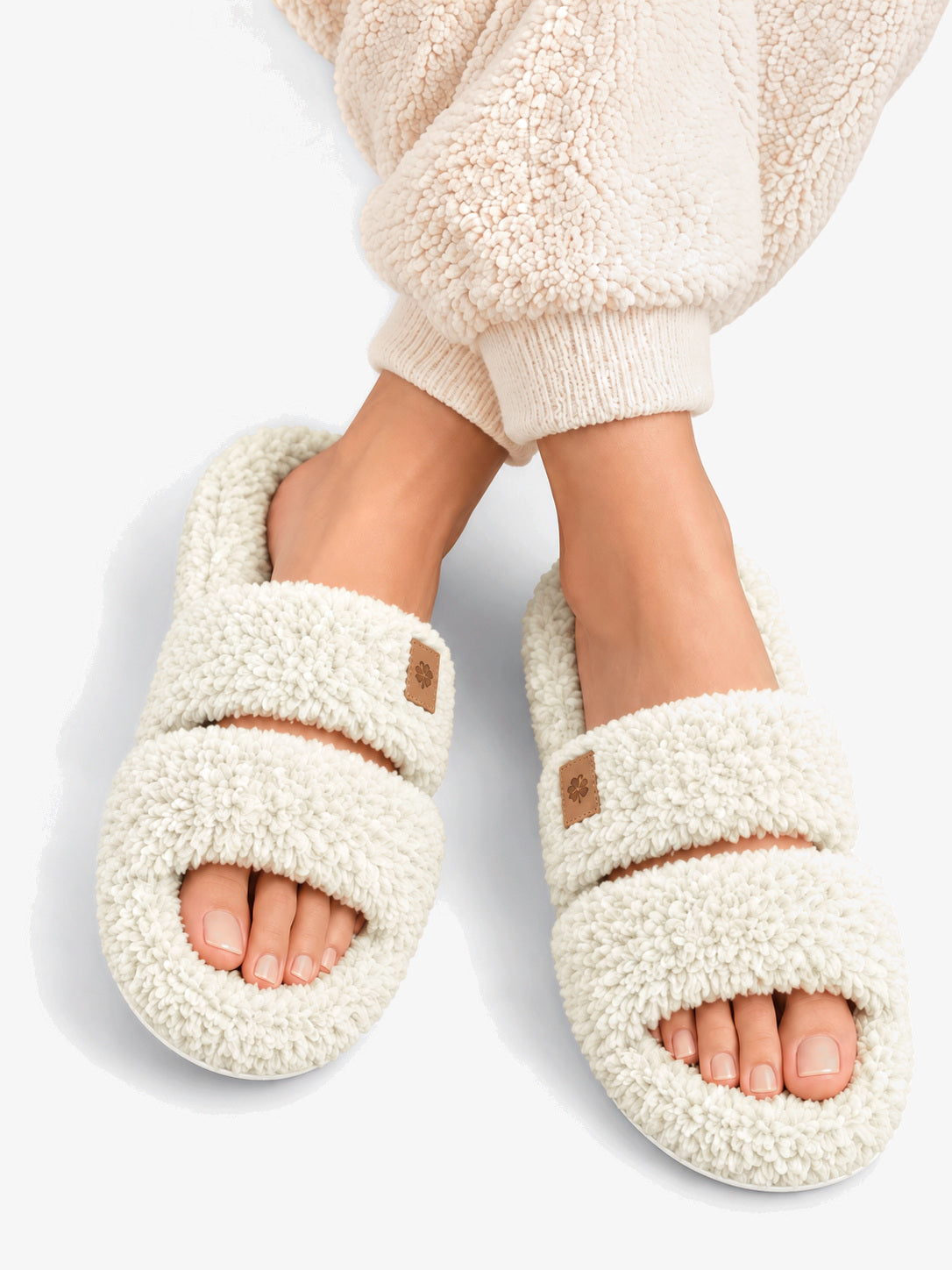 Nola | Two-Strap Teddy Slide Slippers