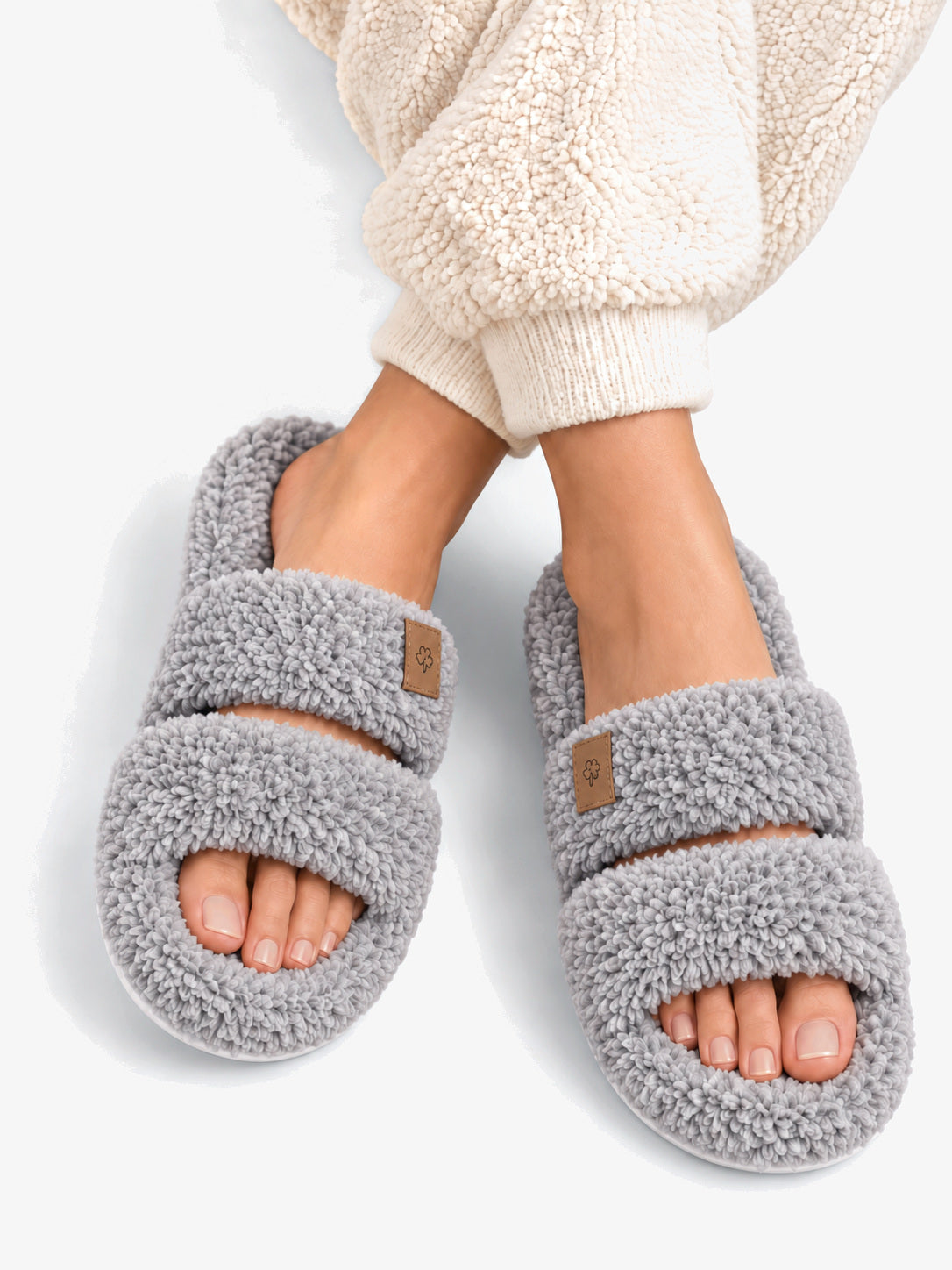 Nola | Two-Strap Teddy Slide Slippers